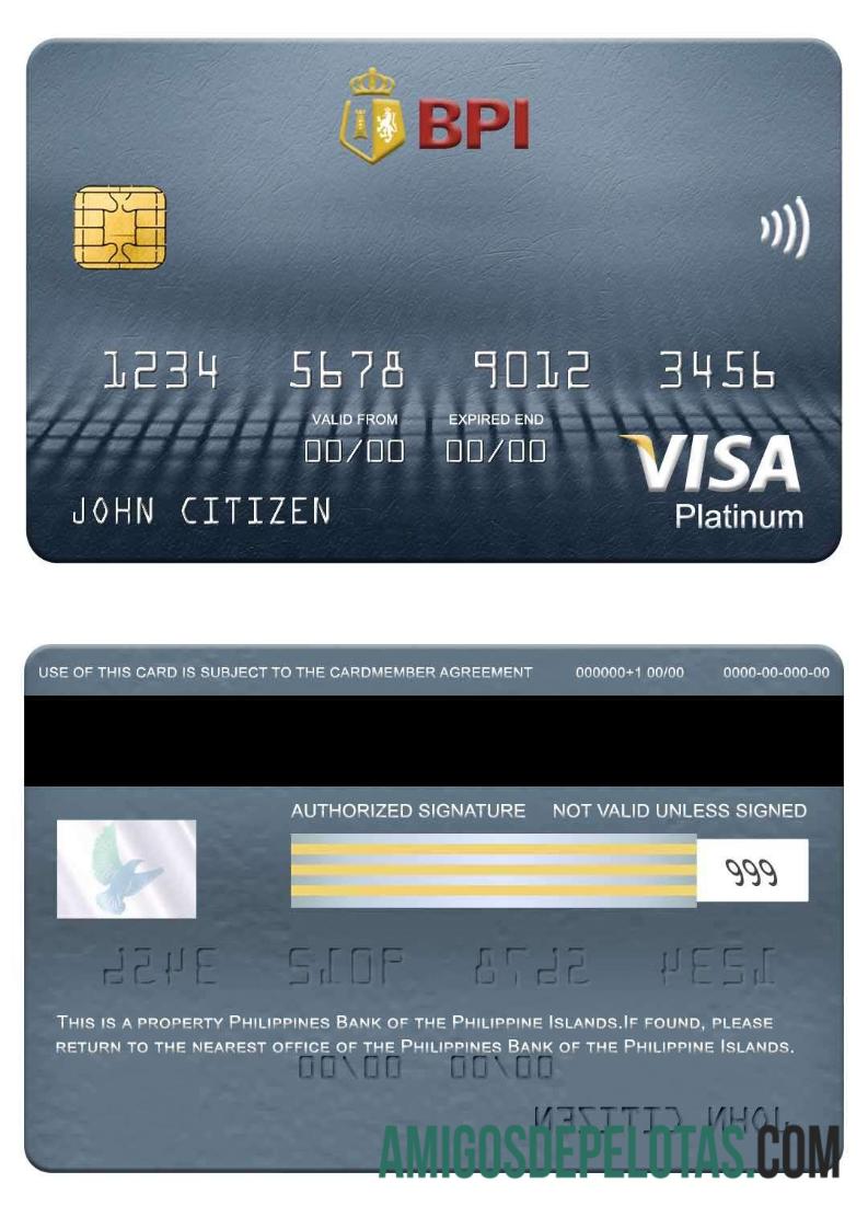 Philippines Bank Of The Philippine Islands Visa Platinum Card sample